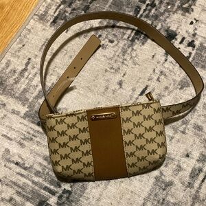 Michael Kors Beige and Brown Logo Belt Bag